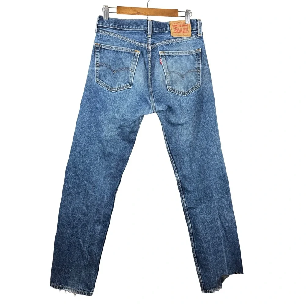Levis 505 Mens Straight Leg Regular Fit Jeans 32x34 (31x31) Distressed Americana